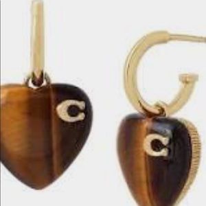 Coach Gold and Brown Heart Earrings